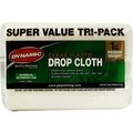 Dynamic Paint Products Dynamic 9' x 12' 1mil Clear Plastic Rolled Drop Cloth, 3PK 00379